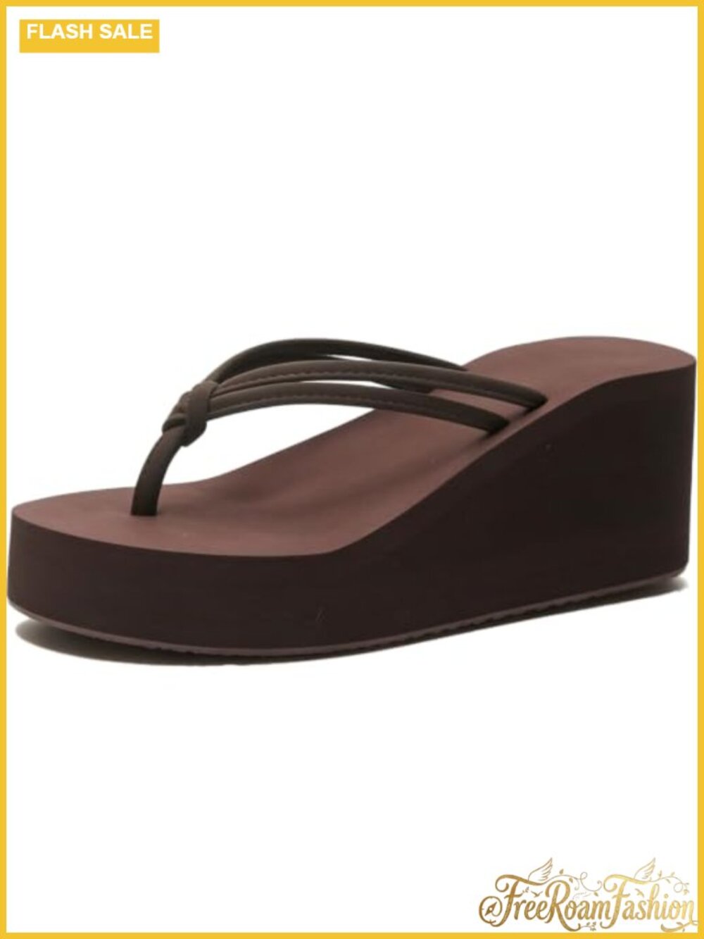 Faux Leather Wedge Flip Flops Double Strap Platform Thong Sandals Arch Support